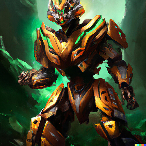 DALL·E 2022-08-23 19.03.45 - Bionicle Toa Jaller Inika, cover art for the online serial, heroic stances, realist painting, 4k digital art