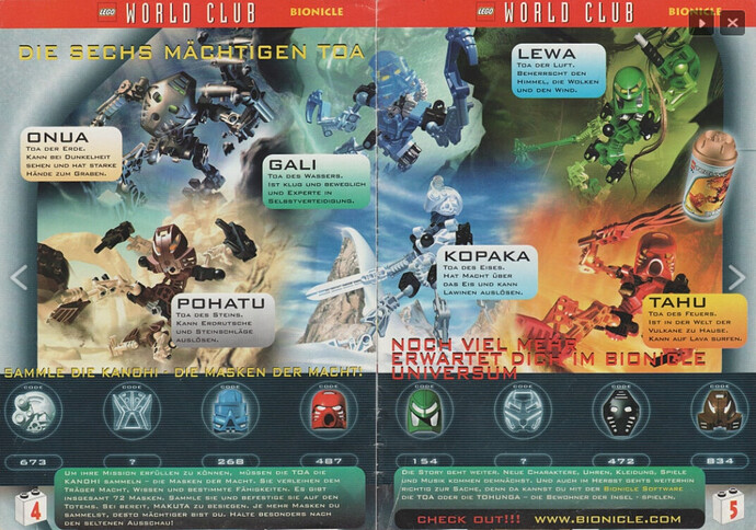 Toa and masks pages