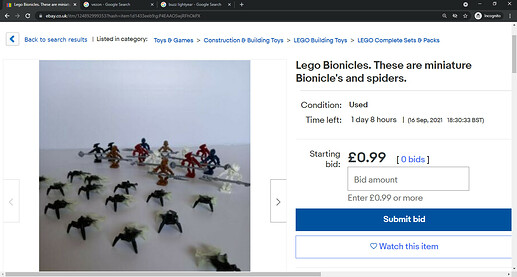 Lego Bionicles. These are miniature Bionicle's and spiders. _ eBay - Google Chrome 15_09_2021 10_04_50