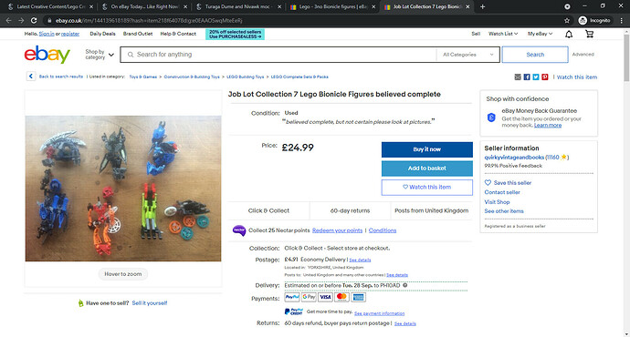 LEGO Bionicle TOA Hybrid 8601 8604 8605 _ eBay - Google Chrome 22_09_2021 20_02_01