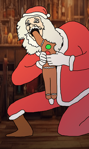santa devouring his gingerbread son