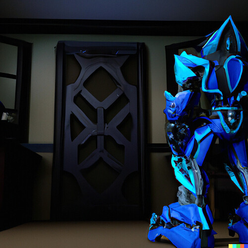 DALL·E 2022-08-23 18.53.28 - The Bionicle Kanohi Ignika in a secure room, realist painting, 4k digital image